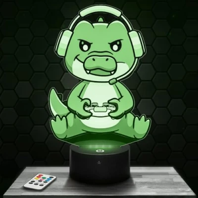Afbeelding van Krokodillenlamp, gamer, decoratie, slaapkamer, jongens, 3D lamp, krokodil, videogames, Cadeau idee, dimlicht, nachtlampje, kantoor. idee voor Kerstmis,