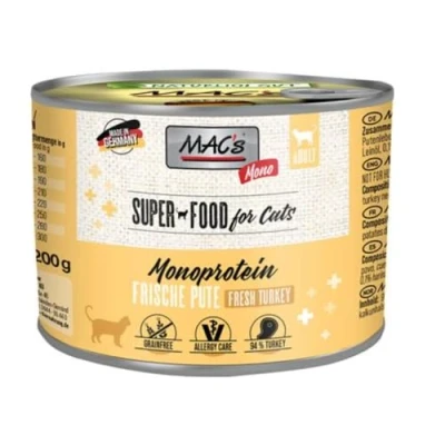 Afbeelding van 6x200g MAC&#039;s Cat Mono Sensitive Kalkoen Kattenvoer
