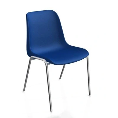 Afbeelding van Kantinestoelen Rome kunststof stapelbaar blauw koppelbaar