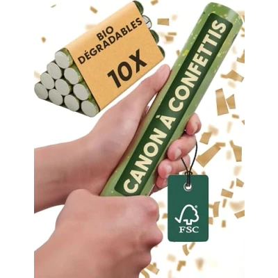 Afbeelding van 10 matgouden bruiloftsconfettikanonnen biologisch afbreekbaar eerste FSC® papieren confetti ter wereld eenvoudig en veilig te gebruiken