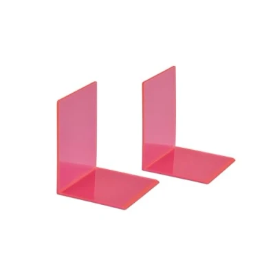 Afbeelding van Boekensteun MAUL 10x10x13cm acryl set 2 neon rood transparant
