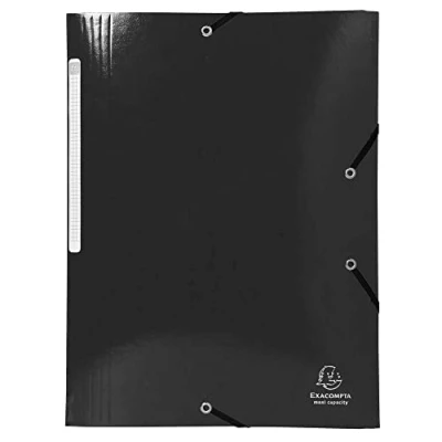 Afbeelding van Exacompta Ref. 55821E karton van 25 Iderama mappen met elastieken 3 flappen Maxi Capaity in glanzend 425 g/m2 afmetingen 24 x 32 cm voor DIN A4 zwart