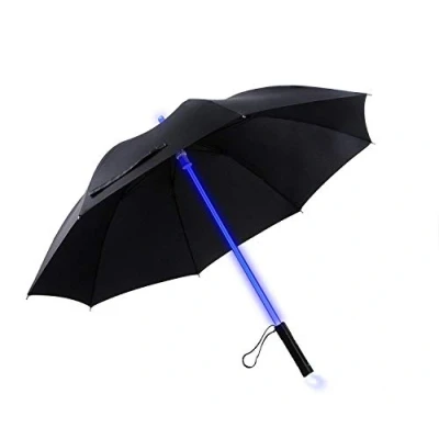 Afbeelding van NEO+ Lightsaber Led paraplu met zaklamp. Light up Zwarte 7 kleuren, zwart, medium, zwart.