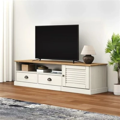 Afbeelding van vidaXL Tv meubel VIGO 156x40x40 cm massief grenenhout wit