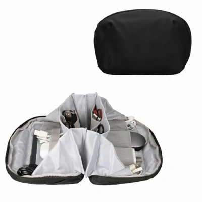 Afbeelding van kwmobile elektronica organizer reistas Accessoire met 9 vakjes 23 x 14 cm Camera hoesje Powerbank Opbergtas in zwart