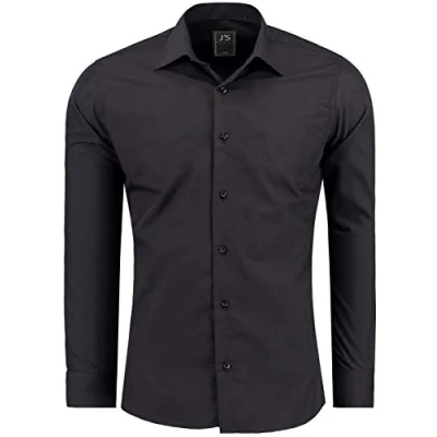 Afbeelding van J&#039;S FASHION Herenhemd slim fit lange mouwen gemakkelijk te strijken EU maten: S tot 6XL, zwart.
