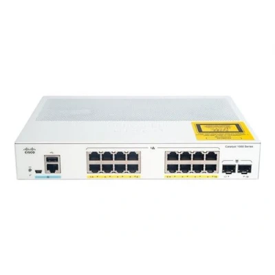 Image de Cisco Catalyst 1000 16P 2G L Commutateur Géré 16 x 10/100/1000 (PoE+) + 2 Gigabit SFP (liaison montante) Montable sur rack PoE+ (120 W)