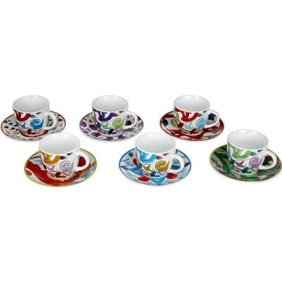 Afbeelding van Excelsa Lisbona Set van 6 stuks koffiekopjes met schotel, meerkleurig