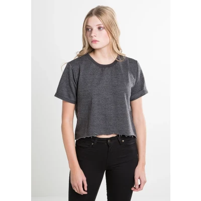 Afbeelding van Urban Classics Cropped Short Sleeve CREW Tshirt basic, Dames, Maat: Large, Darkgrey