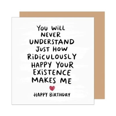 Afbeelding van Edition Seidel GQ367 SW025 Hoogwaardige vierkante verjaardagskaart met envelop, Happy Birthday biljet voor mannen, vrouwen, vriendin, vriend, zwart wit