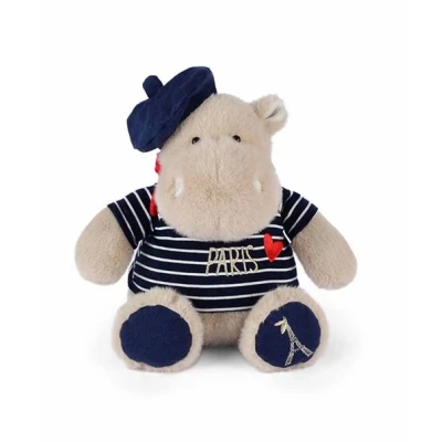 Image de Peluche Doudou et Compagnie Hippo Béret Marinière 26 cm