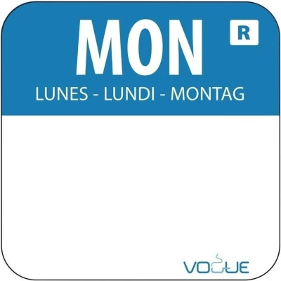 Afbeelding van Vogue afneembare blanco kleurcode voedseletiketten maandag (1000 stuks)