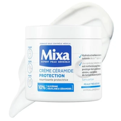 Afbeelding van Mixa Expert Gevoelige huid Ceramide Protection Cream tegen ernstige droogheid zeer droge en verzwakte gezicht, lichaam, handen hypoallergeen zonder parfum 400 ml