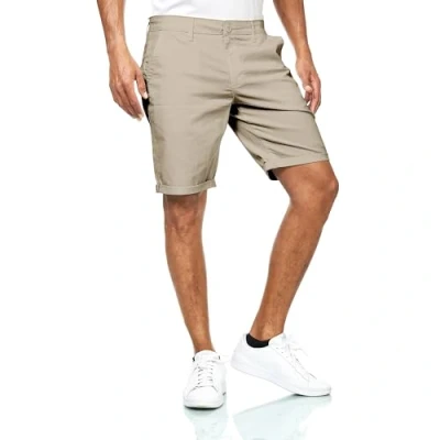 Afbeelding van Smith &amp; Solo Sportshorts voor heren, korte hardloopbroek van katoen, fitnessbermuda en joggen, chino kaki, L
