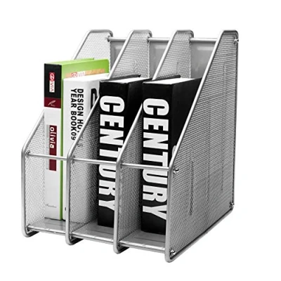 Afbeelding van EXERZ Tijdschriftenhouder 3 vakken documenten/notebooks/map/organizer (zilvergrijs)