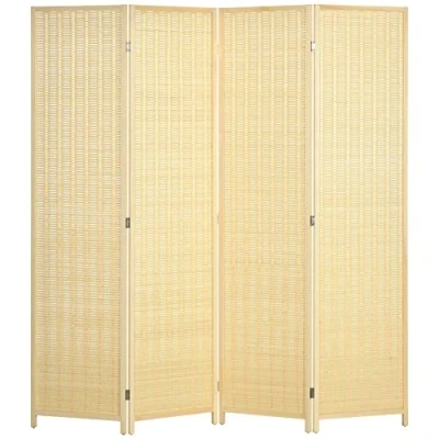 Afbeelding van HOMCOM Houten kamerscherm, 4 panelen, 180 x cm, ruimteverdeler, opvouwbaar, voor slaapkamer, huis, binnen