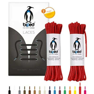 Afbeelding van biped LACES 2 paar ronde katoenen veters, diameter mm, dun, hoogwaardige schoenveters voor leren schoenen, laarzen, laarzen en vrijetijdsschoenen, Made in EU z2900