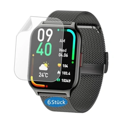Afbeelding van Frgnie 6 stuks displaybeschermfolie compatibel met Popglory P95 Smart Watch, flexibele TPU zonder luchtbellen, ZOSKVEE en Coollia
