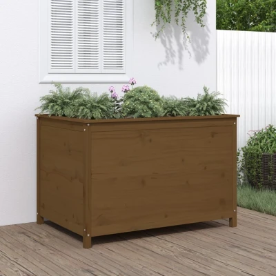 Afbeelding van Plantenbak verhoogd 119,5x82,5x78 cm massief grenen honingbruin