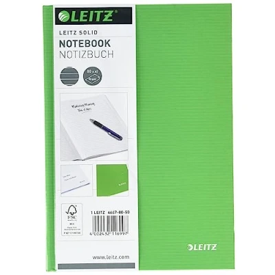 Afbeelding van Leitz A5 notitieboek, hardcover, gelinieerd, ivoorkleurig, 90 g/m², effen, lichtgroen, 80 vellen