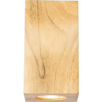 Afbeelding van QAZQA Landelijke wandlamp hout vierkant 2 lichts Sandy