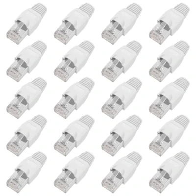 Afbeelding van ShipeeKin 20 stuks afgeschermde modulaire netwerkaansluitingen RJ45 Ethernet Cat5e Cat5 Cat 5e Cat6 Cat6e 8P8 C UTP STP 50U vergulde LAN kabel Plug (wit)