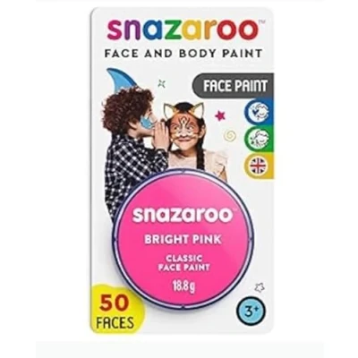 Afbeelding van Snazaroo Verf voor gezicht en lichaam, make up vermomming, kinderen volwassenen, blisterverpakking 18 ml, kleur: felroze