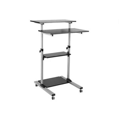 Image de ROLINE PC Standing Workstation Pied pour affichage LCD/clavier/souris/unité centrale/imprimante plastique, métal gris, noir