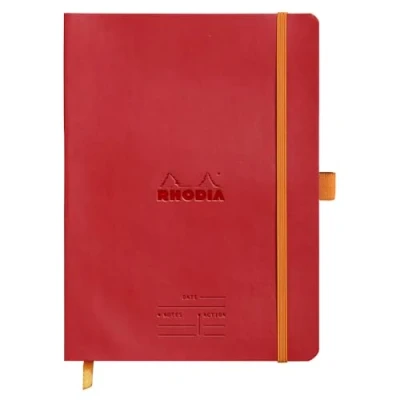 Afbeelding van RHODIA 117793C zacht notitieboekje A5 voorbedrukt datum/notities/actie 160 afneembare pagina&#039;s Clairefontaine papier 90 g bladwijzer, potloodhouder omslag van kunstleer Rhodiarama