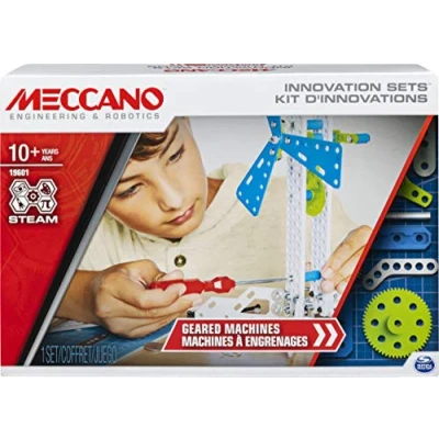 Afbeelding van MECCANO Uitvindingsset Tandwielen Uitvindingsdoos met tandwielen, 2 gereedschappen en 1 Maker Tool perforator Bouwspel 6047097 Speelgoed voor kinderen vanaf 10 jaar