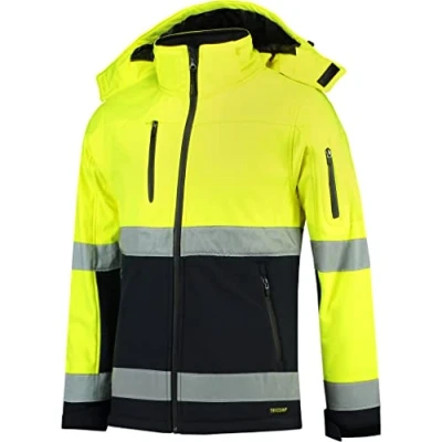 Afbeelding van Tricorp Hi Vis Softshell Jas 403007 Geel Marine Maat 5XL