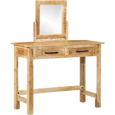 Afbeelding van vidaXL Kaptafel met Spiegel Massief Hout Ruw Mangohout