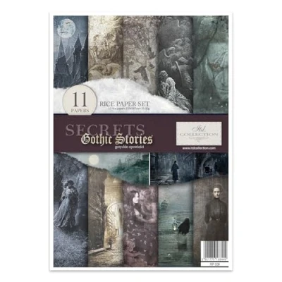 Afbeelding van ITD Collection Creatieve rijstpapierset A4 29,7 x 21 cm Kleurrijke decoupagetechniek (Secrets Gothic Stories, RP008)