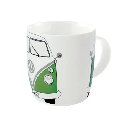 Afbeelding van BRISA VW Collection Volkswagen Grote keramische mok voor koffie, thee, cappuccino bus T1 (370 ml/14 fl oz/voor/groen)
