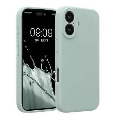 Afbeelding van kwmobile telefoonhoesje geschikt voor Apple iPhone 16 TPU backcover met siliconen coating Smartphone case in cool mint