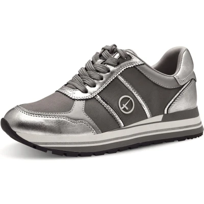 Afbeelding van Tamaris Sneakers laag, Dames, Maat: 41, Grijs Imitatieleer/ textiel