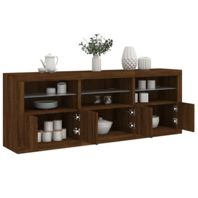 Afbeelding van vidaXL Dressoir met LED verlichting 181,5x37x67 cm bruin eikenkleur