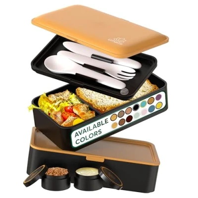 Image de UMAMI 1.2L Bento Box Volwassen Lunchbox met Bestek, Alles in één Maaltijdvoorbereiding Vak Containers voor Mannen/Vrouwen, Schattige Lekvrije Box, Lunch Organizer