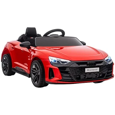 Afbeelding van Homcom Elektrische auto voor kinderen, 12 V, afstandsbediening ouders inbegrepen Max. snelheid 5 km/u geluidseffecten en verlichting Audi RS E tron GT, rood