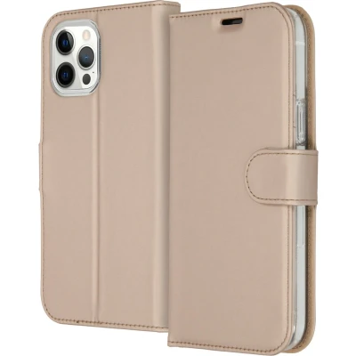Afbeelding van iPhone 12 Pro Max Hoesje Met Pasjeshouder Accezz Wallet Softcase Bookcase goud