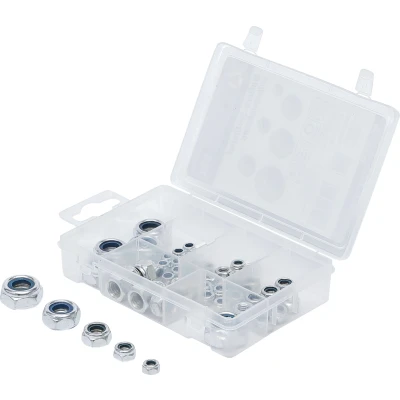Afbeelding van BGS Assortiment moeren zelfborgend metrisch M4 M12 53 delig