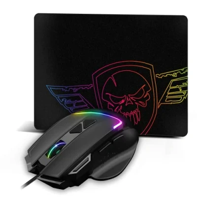Afbeelding van SPIRIT OF GAMER Pro M3 RGB gamingmuis + muismat 2 in 1 pack 7200 DPI met duimsteun en 8 programmeerbare toetsen zachte antislip gamingmat