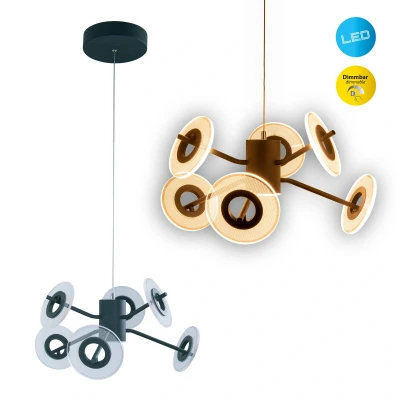 Afbeelding van LED hanglamp Discus in zwart, 6 lamps