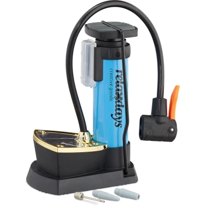 Afbeelding van Relaxdays voetpomp manometer luchtpomp mini pomp fietspomp universeel blauw
