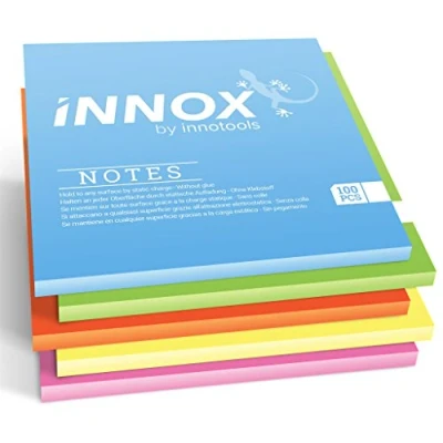 Afbeelding van INNOX® Set van 500 elektrostatische zelfklevende vellen voor alle oppervlakken innovatieve magnetische notities zonder lijm Ideeën visualisatie Meerkleurig 10 x cm