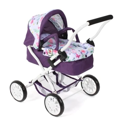 Afbeelding van Bayer Chic 2000 Smarty poppenwagen, kleine kinderwagen voor kinderen vanaf 2 jaar, bloemen, paars, 555 73