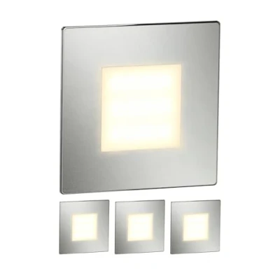 Afbeelding van ledscom.de FEX LED trapverlichting voor binnen en buiten, hoek, roestvrij staal, 85 x mm, warmwit, 4 stuks