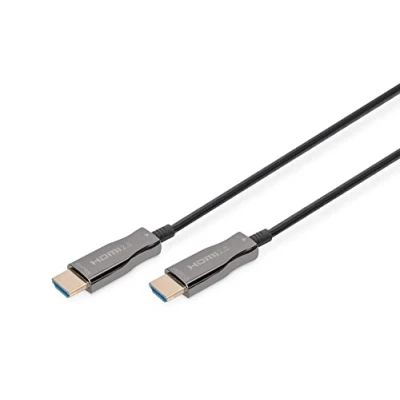 Image de DIGITUS Premium High speed câble HDMI avec Ethernet mâle pour 30 m double blindage noir support 4K, optique hybride actif