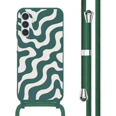 Afbeelding van imoshion hoesje Geschikt voor Samsung Galaxy A15 (5G) / (4G) met koord Siliconen design Meerkleurig Petrol Green Groovy