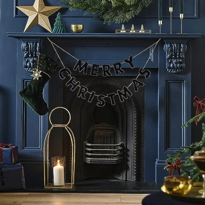 Afbeelding van Ginger Ray Navy slinger Merry Christmas 1 m 70 cm